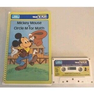Vintage Playskool Talk N Play Mickey Mouse Circle M For Math Book & Cassette 80s